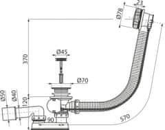 Alca Plast ALCA A55K-G-B Sifon vanový automat komplet, GOLD-kartáčovaný mat - Alcadrain