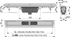 Alca Plast ALCA APZ1004-1050 Flexible - Podlahový žlab s okrajem pro perforovaný rošt svislý odtok - Alcadrain