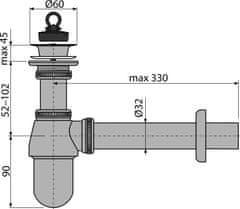 Alca Plast ALCA A437 "Sifon umyvadlový DN32 s výpustí 5/4"", celokovový" - Alcadrain