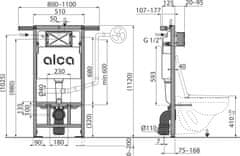 Alca Plast ALCA AM102/1120 Jádromodul - Předstěnový instalační systém pro suchou instalaci - Alcadrain