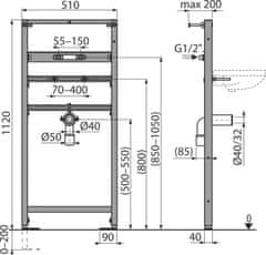 Alca Plast ALCA A104A/1120 Montážní rám pro umyvadlo a baterii - Alcadrain