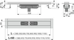 Alca Plast ALCA APZ1106-1150 Professional Low - Podlahový žlab s okrajem pro plný rošt, svislý odtok - Alcadrain