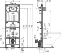 Alca Plast ALCA A108F/1500 Montážní rám s nádržkou pro výlevku s odpadem DN90/110 a baterii - Alcadrain