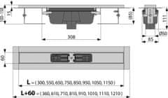 Alca Plast ALCA APZ1001-950 Podlahový žlab s okrajem pro perforovaný rošt, svislý odtok - Alcadrain