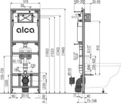 Alca Plast ALCA A108F/1500 Montážní rám s nádržkou pro výlevku s odpadem DN90/110 a baterii - Alcadrain