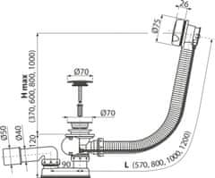 Alca Plast ALCA A51BM-120 Sifon vanový automat komplet, bílá - Alcadrain