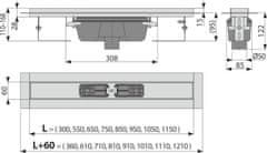 Alca Plast ALCA APZ1006-1150 Podlahový žlab s okrajem pro plný rošt, svislý odtok - Alcadrain