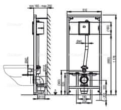 Alca Plast ALCA A114S/1200 Montážní rám pro závěsné WC a senzor - Alcadrain