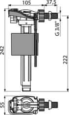 Alca Plast ALCA "A160-3/8""" Napouštěcí ventil boční kovový závit pro keramické nádržky - Alcadrain