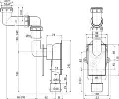 Alca Plast ALCA A873 Sifon univerzální, podomítkový, prostorově úsporný - Alcadrain