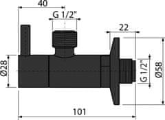 Alca Plast ALCA ARV003-BLACK "Ventil rohový s filtrem 1/2""×1/2"", černá-mat" - Alcadrain