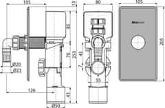 Alca Plast ALCA APS3P Sifon pračkový podomítkový s přivzdušněním, nerez DN40 a DN50 - Alcadrain