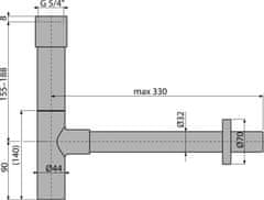 Alca Plast ALCA A402 Sifon umyvadlový DN32 DESIGN celokovový, masivní - Alcadrain