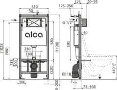 Alca Plast ALCA AM101/1120E Sádromodul - Předstěnový instalační systém ECOLOGY pro suchou instalaci - Alcadrain