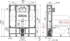 Alca Plast ALCA AM116/1300H Solomodul - Předstěnový instalační systém pro suchou instalaci - Alcadrain