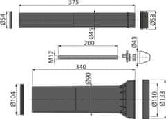 Alca Plast ALCA M9000 Příslušenství komplet prodloužené k WC pro invalidy - Alcadrain