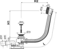 Alca Plast ALCA A55BLACK-100 Sifon vanový automat komplet, černá-mat - Alcadrain