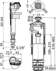 Alca Plast ALCA "SA2000S 3/8"" CHROM" Splachovací souprava se STOP tlačítkem - Alcadrain