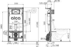 Alca Plast ALCA AM101/1120W Sádromodul - Předstěnový instalační systém pro suchou instalaci - Alcadrain