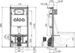 Alca Plast ALCA AM101/1120W Sádromodul - Předstěnový instalační systém pro suchou instalaci - Alcadrain