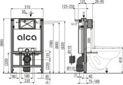 Alca Plast ALCA AM101/850 Sádromodul - Předstěnový instalační systém pro suchou instalaci - Alcadrain