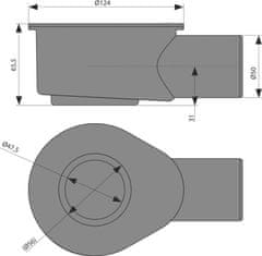 Alca Plast ALCA P138 Nízký sifon DN50 pro žlab APZ2012, APZ2022 - Alcadrain