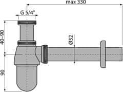 Alca Plast ALCA A431 "Sifon umyvadlový DN32 s převlečnou maticí 5/4"", kov" - Alcadrain