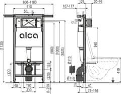 Alca Plast ALCA AM102/1120E Jádromodul - Předstěnový instalační systém ECOLOGY pro suchou instalaci - Alcadrain