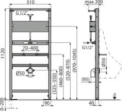 Alca Plast ALCA A107S/1120 Montážní rám pro pisoár a senzor - Alcadrain