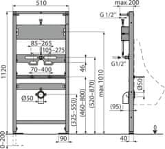 Alca Plast ALCA A107S/1120 Montážní rám pro pisoár a senzor - Alcadrain