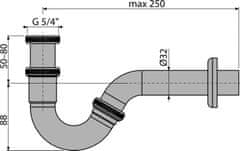 Alca Plast ALCA A45G Sifon bidetový DN32 kov - Alcadrain