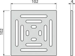 Alca Plast ALCA MPV012 Mřížka pro nerezové vpusti 102×102 mm nerez - Alcadrain