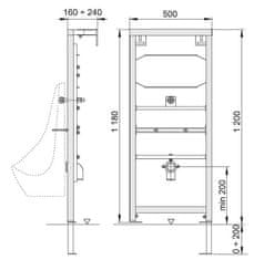 Alca Plast ALCA A107/1200 Montážní rám pro pisoár - Alcadrain