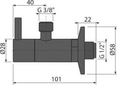 Alca Plast ALCA ARV001-BLACK "Ventil rohový s filtrem 1/2""×3/8"", černá-mat" - Alcadrain