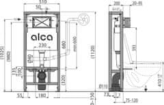 Alca Plast ALCA AM116/1120 Solomodul - Předstěnový instalační systém pro suchou instalaci - Alcadrain