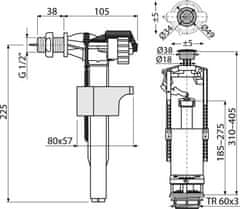 Alca Plast ALCA "SA2000K 1/2"" CHROM" Splachovací souprava se STOP tlačítkem - Alcadrain