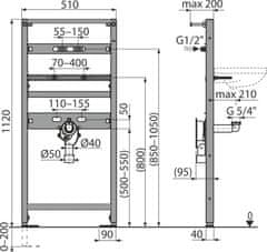 Alca Plast ALCA A104AVS/1120 Montážní rám pro umyvadlo a baterii s vestavěným sifonem - Alcadrain