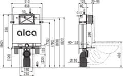 Alca Plast ALCA AM100/850 Alcamodul - Předstěnový instalační systém pro zazdívání - Alcadrain