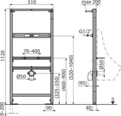 Alca Plast ALCA A107/1120 Montážní rám pro pisoár - Alcadrain