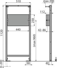 Alca Plast ALCA A104PB/1120 Montážní rám pro podomítkovou baterii - Alcadrain