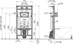 Alca Plast ALCA A108F/1100 Montážní rám s nádržkou pro výlevku s odpadem DN90/110 a baterii - Alcadrain