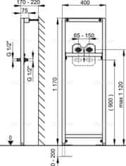 Alca Plast ALCA A104B/1200 Montážní rám pro baterii - Alcadrain