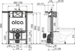 Alca Plast ALCA AM102/850 Jádromodul - Předstěnový instalační systém pro suchou instalaci - Alcadrain