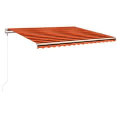 Greatstore Automatická zatahovací markýza 450 x 350 cm oranžovo-hnědá