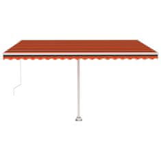 Greatstore Ručně zatahovací markýza s LED světlem 450x350 cm oranžovohnědá