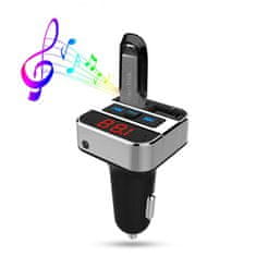 Solight FM transmitter s bluetooth připojením do auta, 2x USB + handsfree