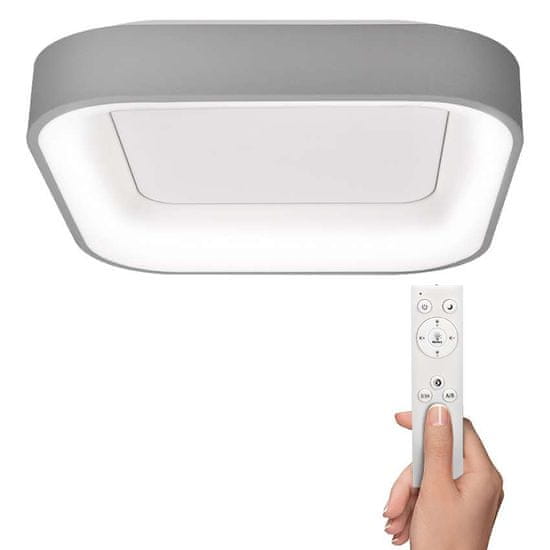 Solight LED stropní světlo čtvercové Treviso, 48W, 2880lm, stmívatelné, dálkové ovládání, šedá