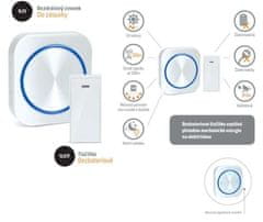 Solight bezdrátový zvonek bezbateriový, do zásuvky, 150m, bílý, learning code