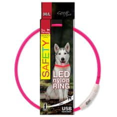 Plaček Obojek DOG FANTASY LED nylonový růžový M-L 1 ks