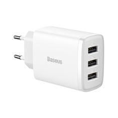 BASEUS Compact síťová nabíječka 3x USB 17W, bíla